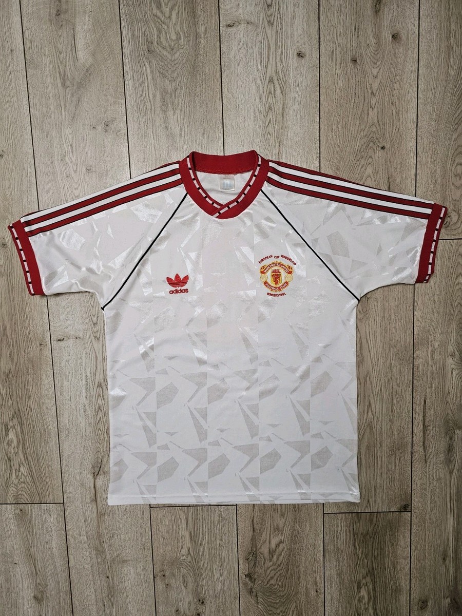  Manchester United 1991 長袖シャツ 汚れあり MANCHESTER UNITED 1991 CUP WINNERS FOOTBALL WHITE SHIRT SOCCER