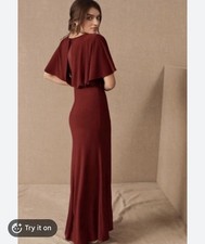 Anthropologie BHLDN Lena Flutter Sleeve Maxi Dress Red, Size 4 Bridesmaid