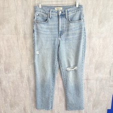 Madewell The Curvy Perfect Vintage Jean 28 Denim Light Wash Cropped Raw Hem