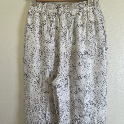 I.B. Diffusion Women's Silk Pull-on Pants Size M Snake Print Elastic Waist