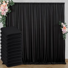 50 ft x 10 ft Wrinkle Free Black Backdrop Curtain for Parties, 10 Panels Poly...