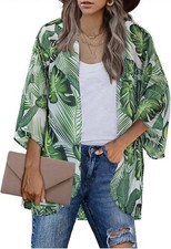 MayBuy Women's Flowy Summer Chiffon Kimono Cardigans Tops Size Medium
