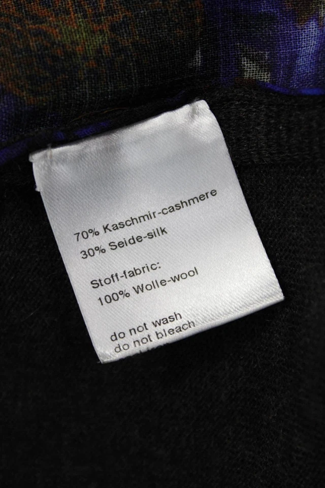 Túnica de seda de cachemir negra floral manga larga Akris para mujer talla 12 Foto 4 de 4