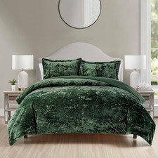 Luxury Velvet Queen Comforter Set, 3 Pieces Reversible Comforters Queen Size wit