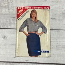 See & Sew 6176 Sewing Pattern Shirt Pencil Jean Skirt Miss Sizes 12-16 UNCUT
