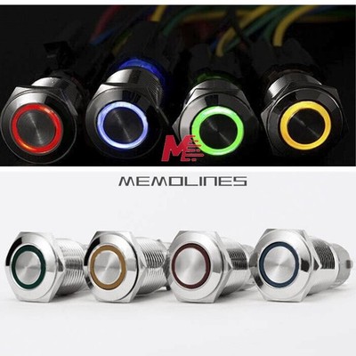 Latching Switch 12V 24V LED Push Metal Button Switch LED ON-OFF Power Button New