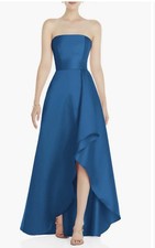 Alfred Sung Classic Blue Strapless Satin Gown Dress Size 20 R1 $252 D832