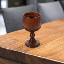 Vintage Handmade Wooden Wine Goblet Water Cup