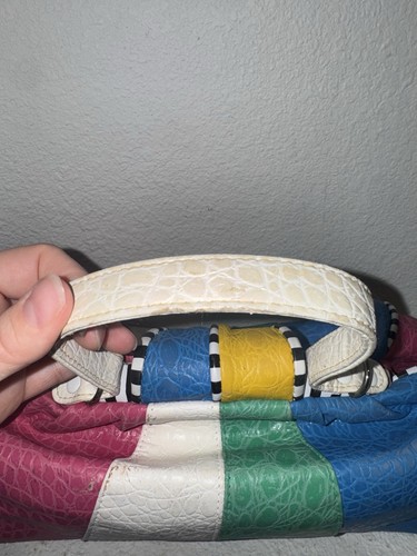 Vintage 80er Desiree Colorblock Handtasche kräftig Retro Kunstleder Geldbeutel LESEN - Bild 12 von 15