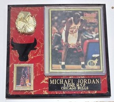 NBA Michael Jordan 3 Time M.V.P. Chicago Bulls Plaque of Magazine & Trading Card