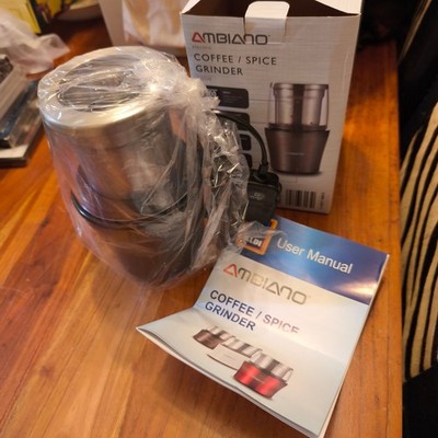 Ambiano Kaffee- & Gewürzmühle elektrisch 200W mit Edelstahlklinge GRAU