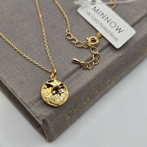 Authentic Gold Dainty Full Moon Star Charm Necklace Boutique Brand Gold Plated