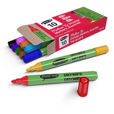 Bullet Tip Dry Wipe Non Permanent White Board Markers Erasable, Assorted Colour