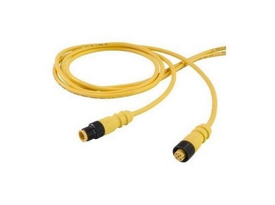 Single Key (M12) Micro-Link Cable, TPE Shielded, Male/4 pole, 12', 22 AWG