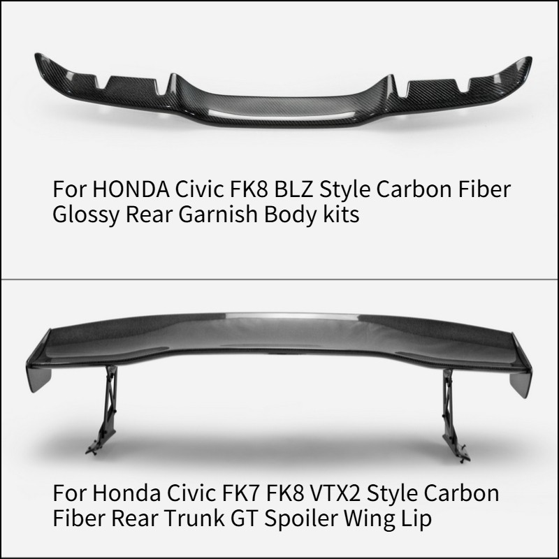 For Civic FK7 FK8 VTX2 Tape Rear GT Spoiler/Rear Garnish Body Kits