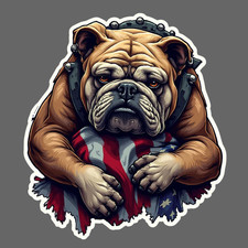 Bulldog sticker vinyl decal tough bulldog with flag patriotic USA fierce graphic