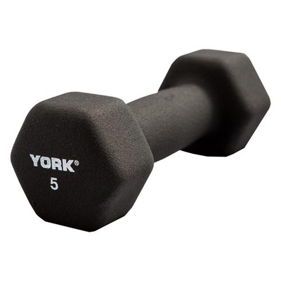 York Barbell Neoprene Hexagon Dumbbells with Cast Ergo Handle (5lb, Pack of 1)