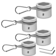 1.25 inch Flag Pole Rings 4 Pack Matte Silver Aluminum 360 Rotating Ring