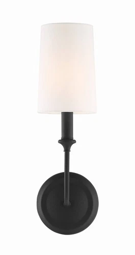 Crystorama Sylvan 15 3/4" Black Finish White Linen Shade Wall Sconce - Picture 3 of 7