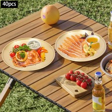 40pcs 201 Stainless Steel Dinner Plate Round Dinner Plate Gold Dinner Plate