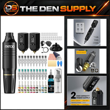 Wireless Tattoo Machine Kit with 2x 1200mAh Power Supply, 20 Needles  Ink