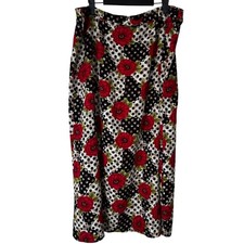 Sag Harbor Skirt Womens 18 Black White Red Floral Polka Dot Maxi Retro Style