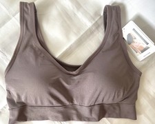 JOCKEY SEAMFREE BACK SMOOTHING BRALETTE/SEWN-IN PADS, SIZE L, DK TAUPE, NWT