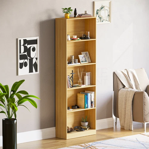 SALE 5 Tier Bookcase Extra Large Shelf Display Storage Living Room Furniture Oak