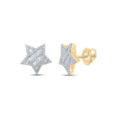 0,49 ctw natürliche Diamant Stern Ohrstecker 10kt Gelbgold