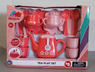 Just Pretending 18 Piece Pink Tea Play Set Learn Grow Play 3+ NEW - Sealed