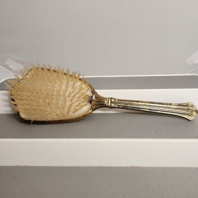 VTG Vanity Hair Brush Nylon Bristles And Removable Brush Plate Hollywood Regency