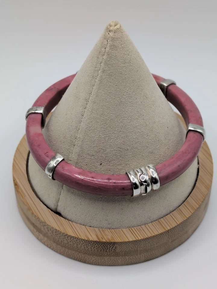 Brazalete Brazalete Vintage Whitney Kelly Rodocrosita Plata Esterlina Bisagras 7.75" Foto 4 de 4