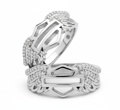 Harley-Davidson® Bling Angel Wings Bar & Shield Logo Ring 226