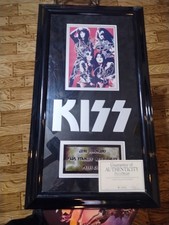KISS SIGNED BAND MEMORABILIA FRAMED WALL PLAQUE with COA~Gene, Paul, Peter & Ace