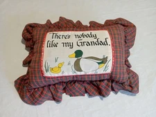 Vintage There's No One Like My Grandad Duck Pillow  Red Plaid Handmade 8x12 Mint