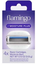 Flamingo Moisture Plus Razor Cartridges Refills 4ct Aloe Coconut Shea Butter
