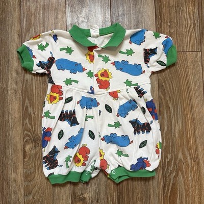 Vintage Baby Clothes Park Bench Kids Preemie Fun Hippo Outfit 18 Months