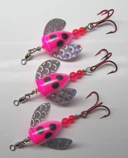 SPIN N GLO LURE LOT  3 SPINNER TROUT SALMON STEELHEAD ALASKA AUSTRALIA WORDEN'S