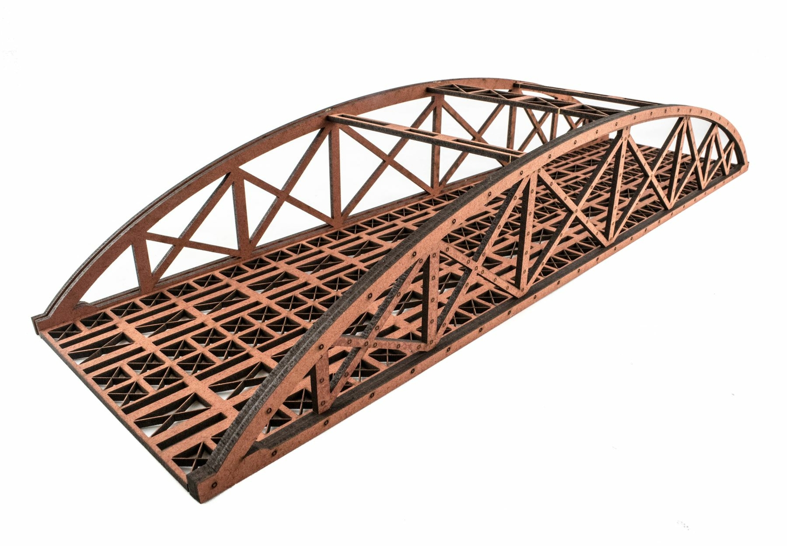 WWS Double Track Hi-Detail Red MDF Bowstring Bridge 400mm – OO/HO Model Railway