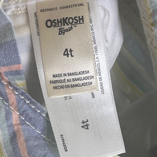 Osh Kosh Bgosh Kids 4t Short Coverall Bib Blue Striped Casual Farmer - Picture 6 of 8