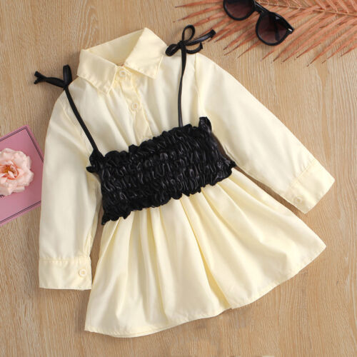 2-teilig Kinder Kleinkind Mädchen Prinzessin Kleid Weste Outfit Herbst Shirt Kleid Top Set - Bild 12 von 16