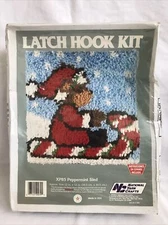 National Yarn Crafts Latch Hook Kit-XP85 Peppermint Sled-SEALED-made in USA-1990