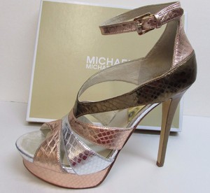 Michael-Kors-Size-10-Gold-Leather-Heels-New-Womens-Shoes