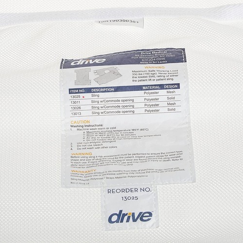 Drive Medical Patient Lift Sling Without Commode Cutout - Picture 4 of 5