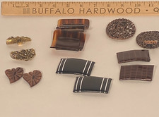 Lot Of 6 Vintage Shoe Clips Metal Leather Plastic Jeweled Adornment Accessory