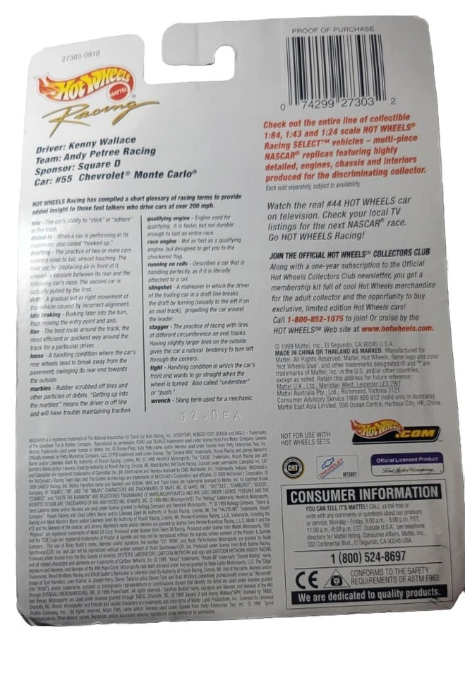 2000 NASCAR Hot Wheels Racing Select #55 Kenny Wallace 55 1/64 Chevy - NIB! - Image 2 of 4