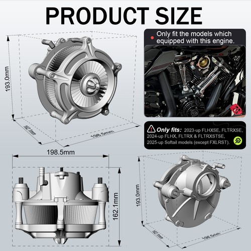 Air cleaner filter intakes for harley touring 2024-later CVO FLHX, Softail 2025+ - Picture 5 of 5