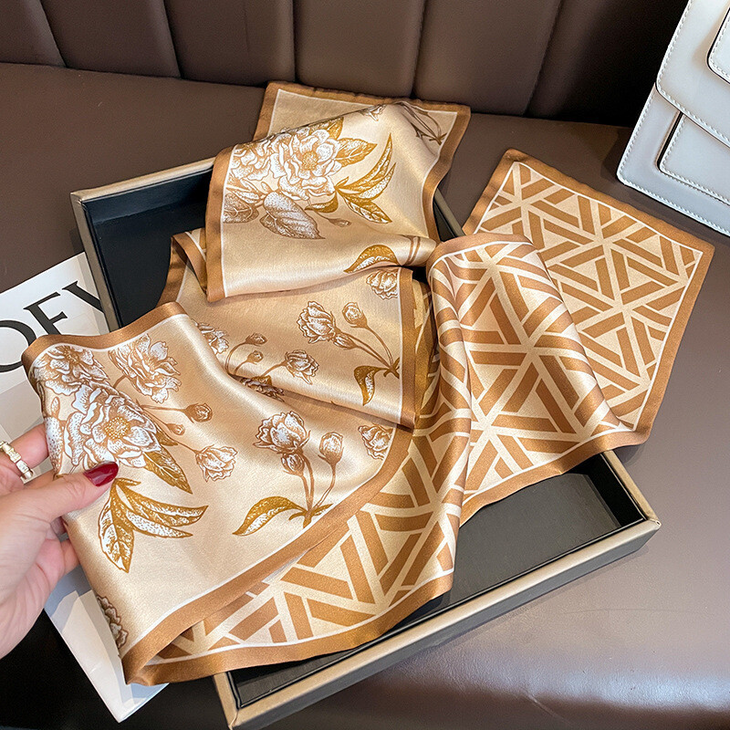 Luxury 100% Silk 12 Momme Double-Layer Satin Scarf 150cm Ribbon