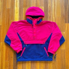 VINTAGE GAP ARCTIC LIGHT FLEECE CONTRAST NYLON HOODED ANORAK JACKET