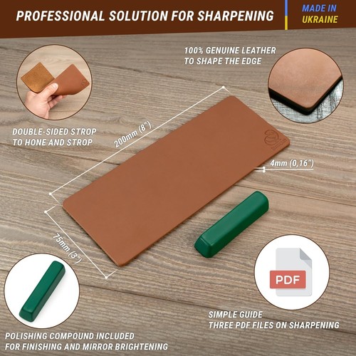 Beavercraft Ls2p1 Leather Strop Honing Sharpening Strop Knives Chisel Tools 7cm - Picture 3 of 6